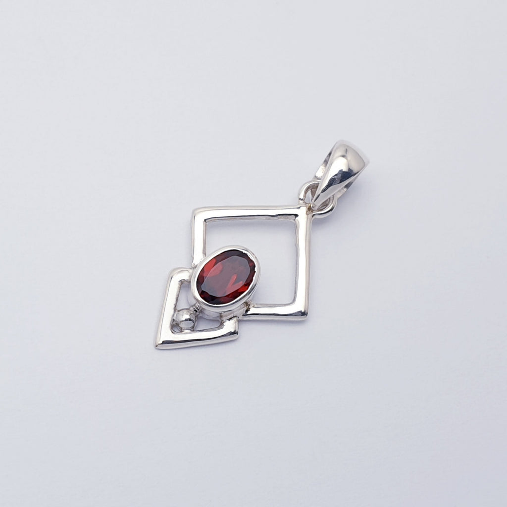 Garnet Sterling Silver Triangulum Pendant