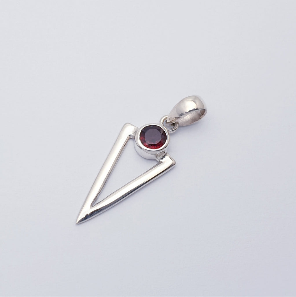 Garnet Sterling Silver Acute Triangle Pendant