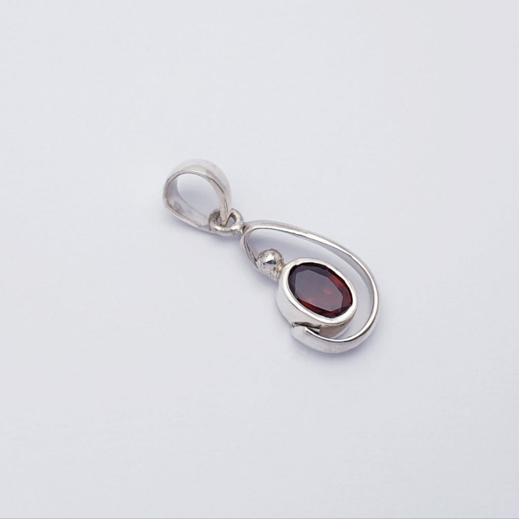 Garnet Sterling Silver Midas Pendant