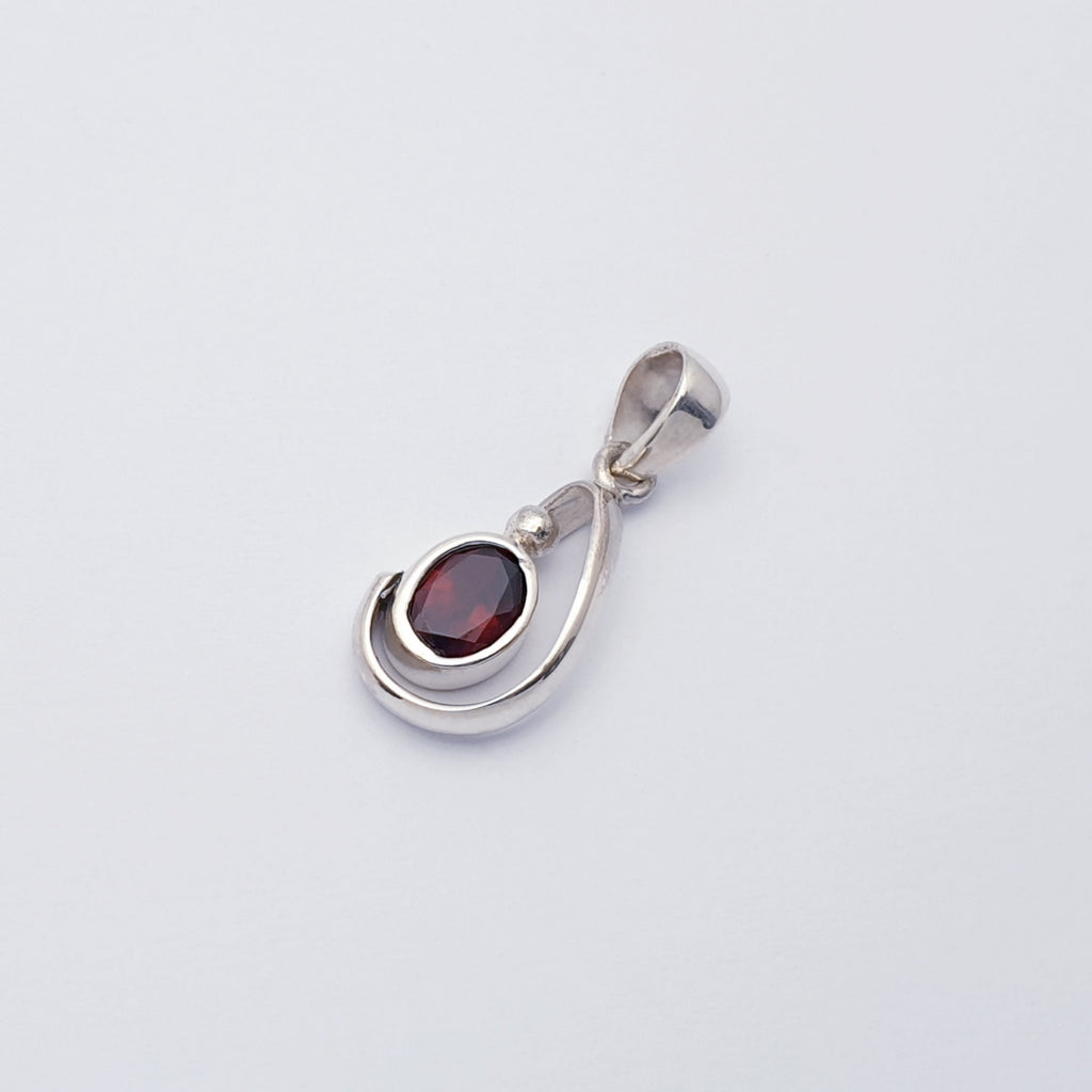 Garnet Sterling Silver Midas Pendant