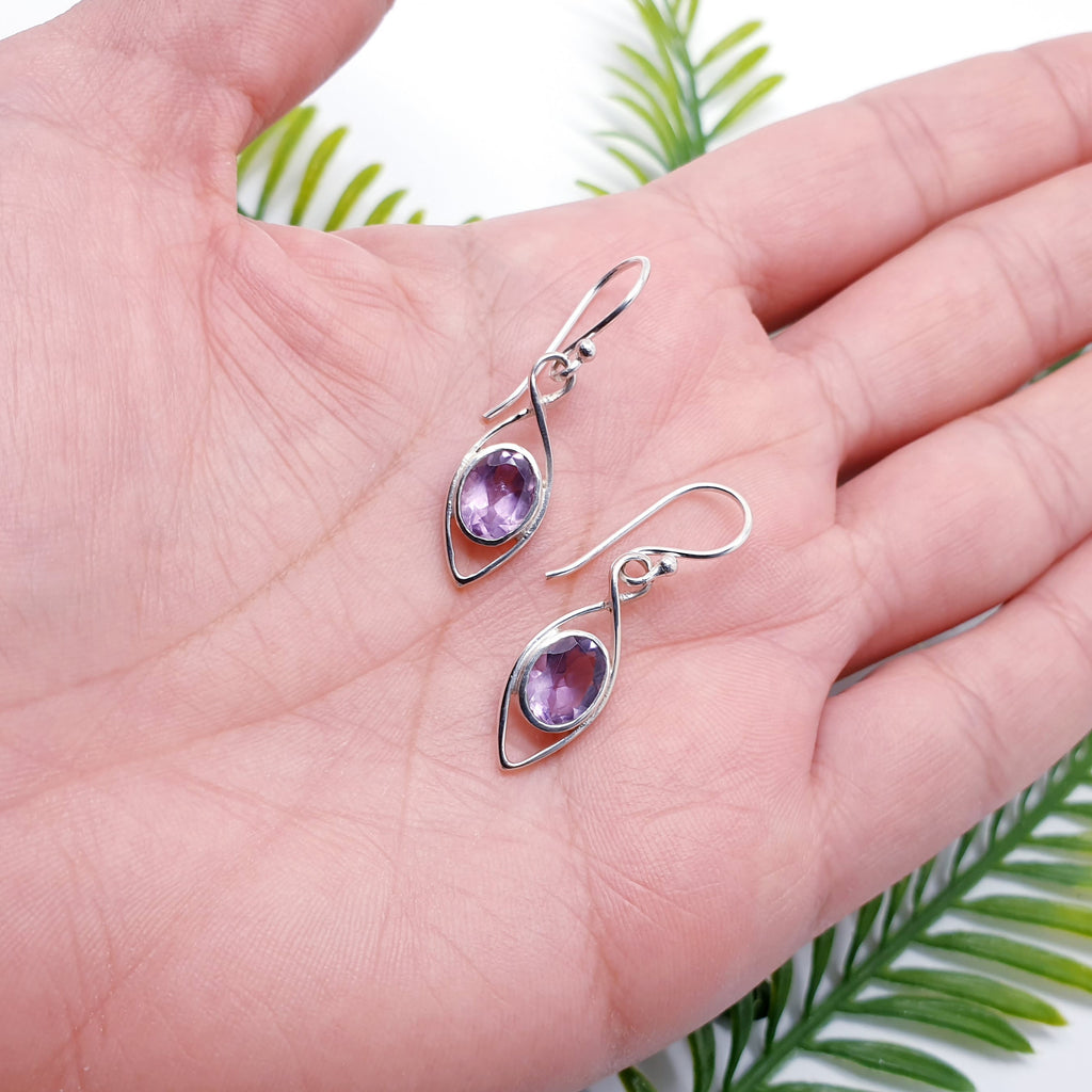 Amethyst Sterling Silver Raindrop Earrings