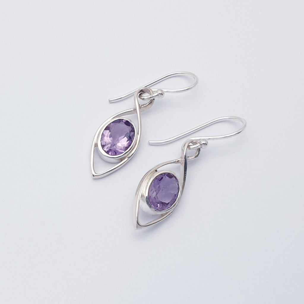 Amethyst Sterling Silver Raindrop Earrings