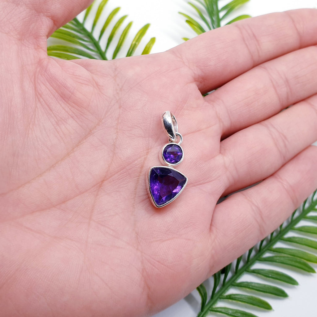 Amethyst Sterling Silver Aura Pendant