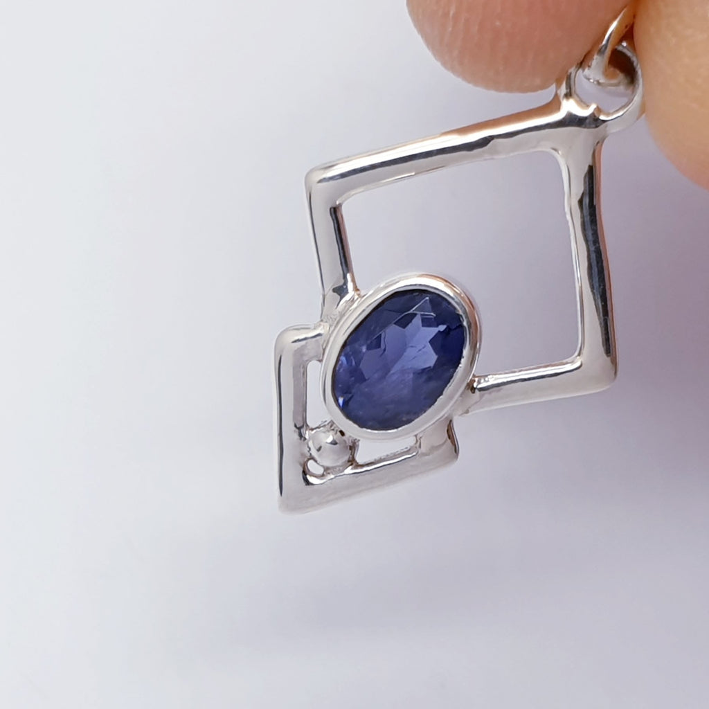 Iolite Sterling Silver Triangulum Pendant