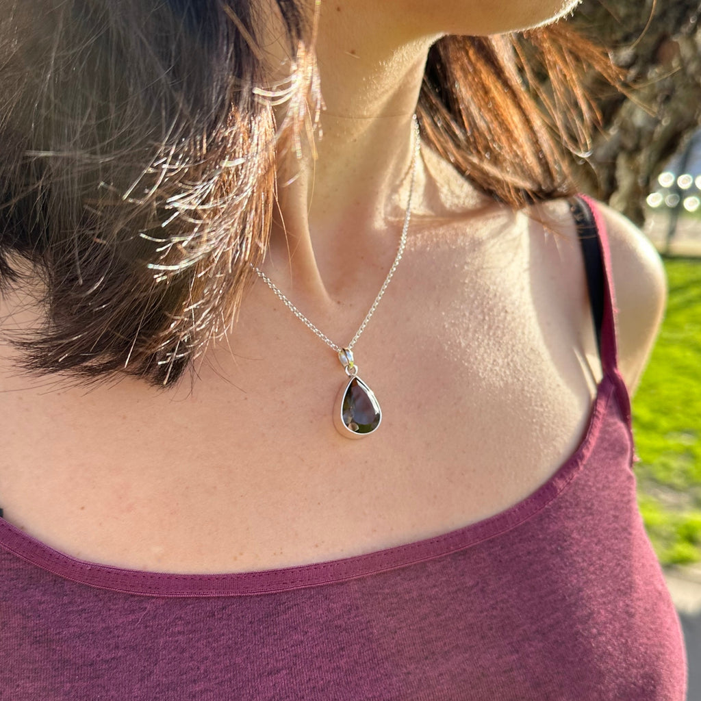 Smoky Quartz Sterling Silver Simple Teardrop Pendant