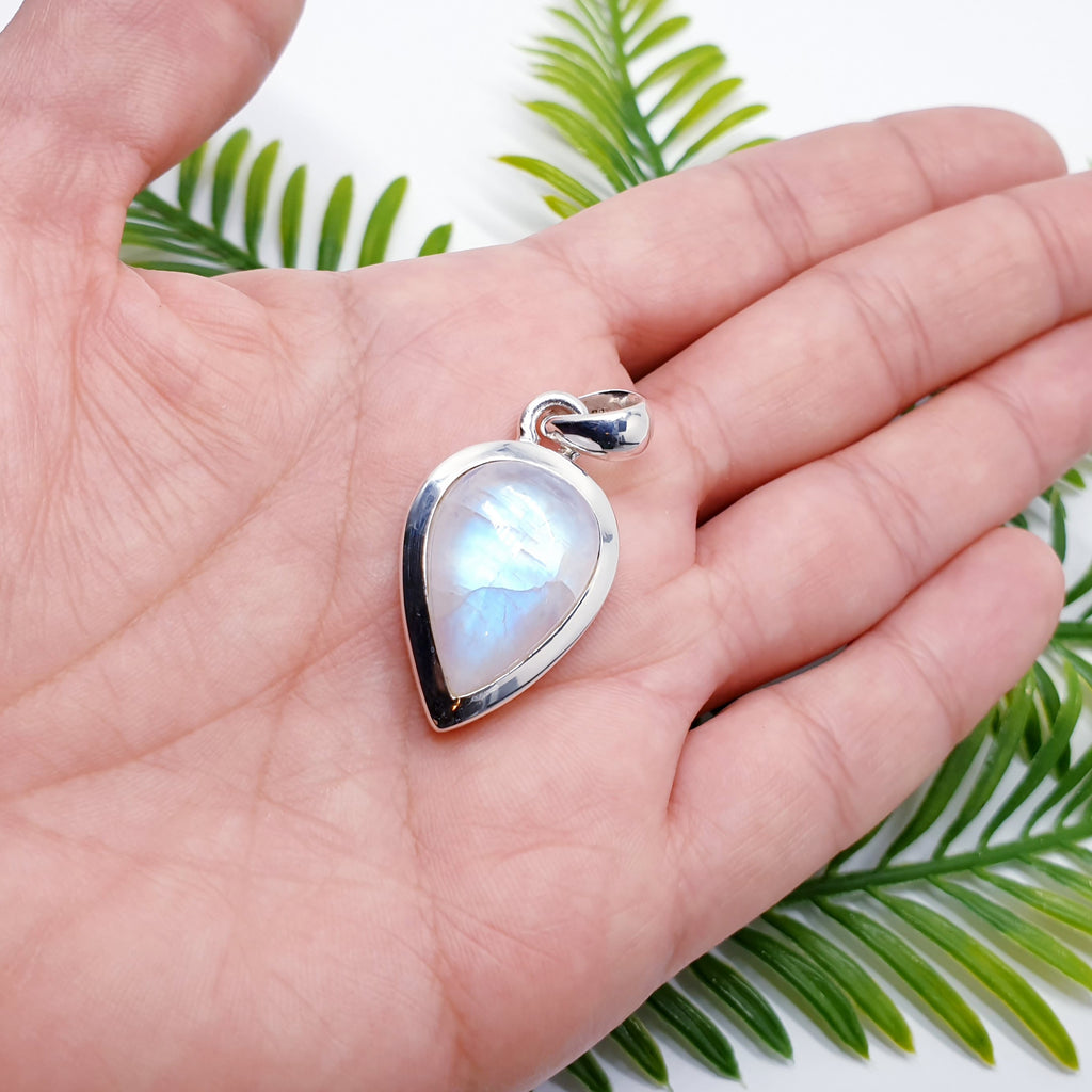 Moonstone Sterling Silver Simple Teardrop Pendant