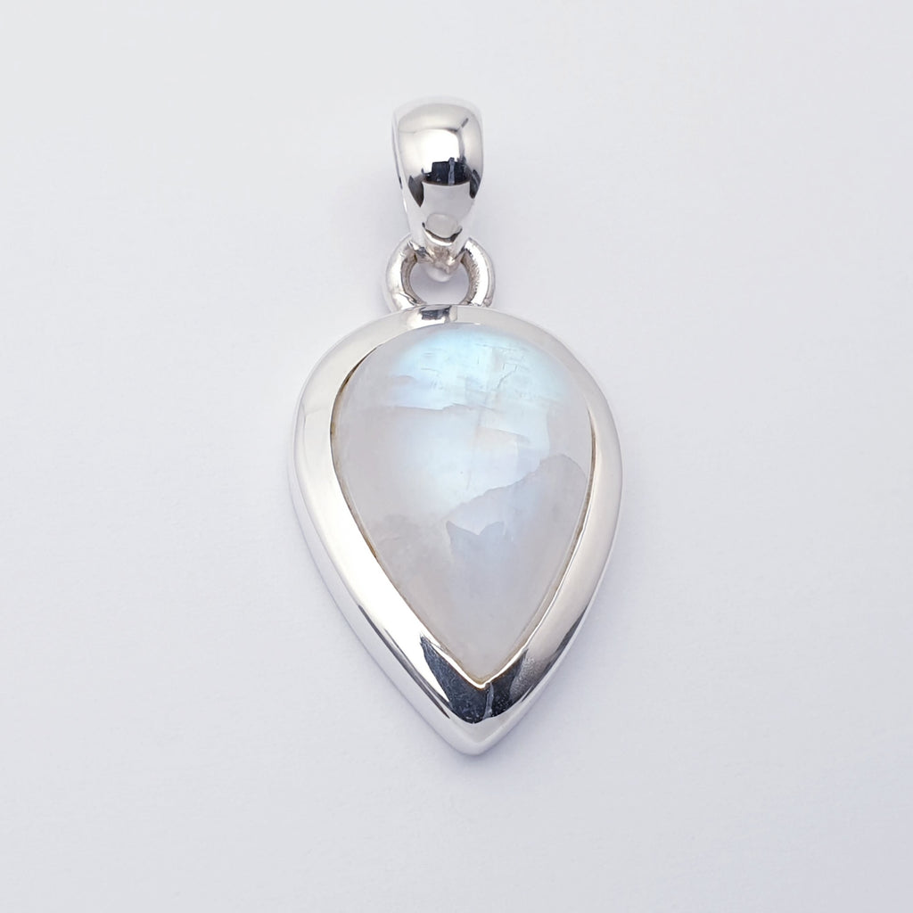 Moonstone Sterling Silver Simple Teardrop Pendant