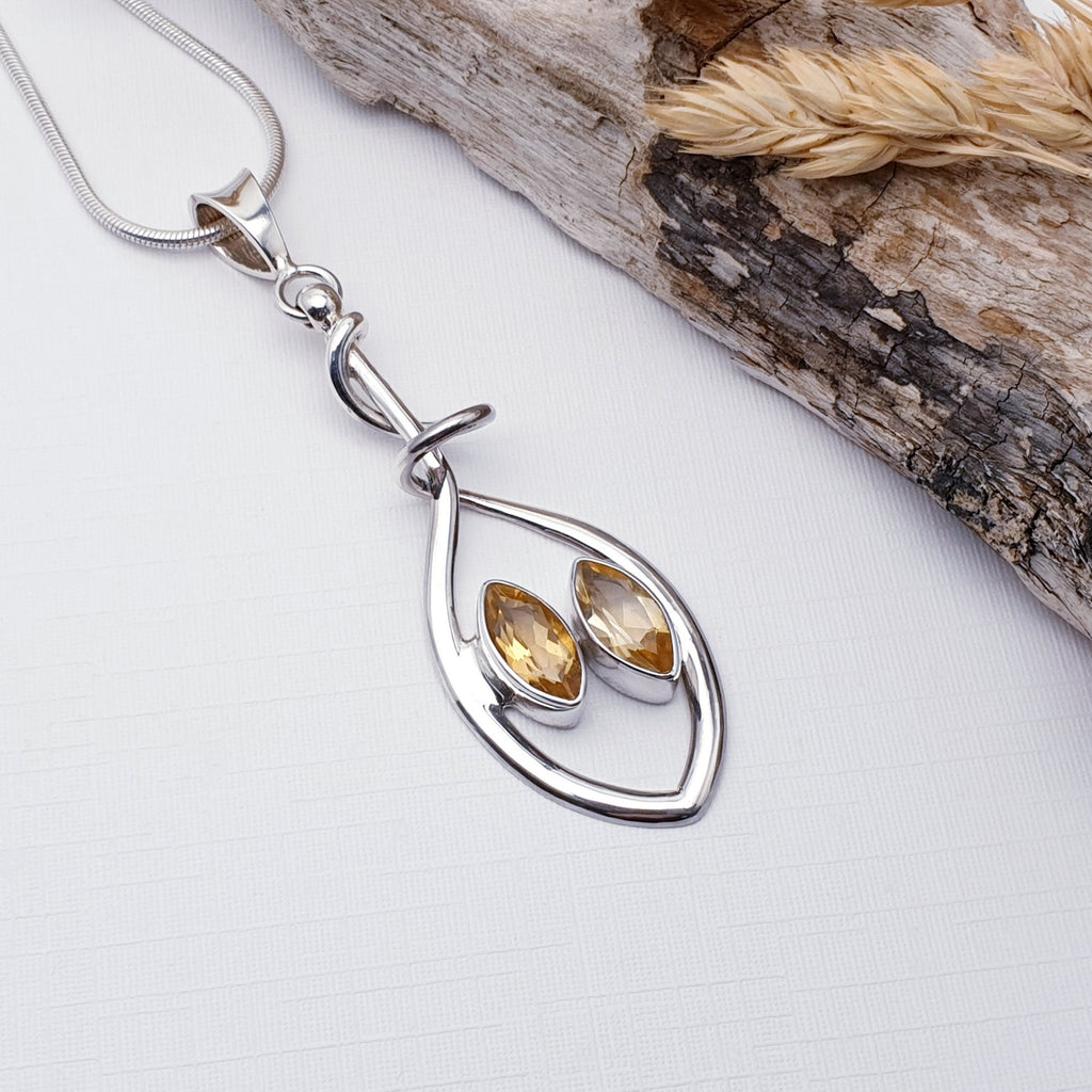 Citrine Sterling Silver Tear Drop Pendant