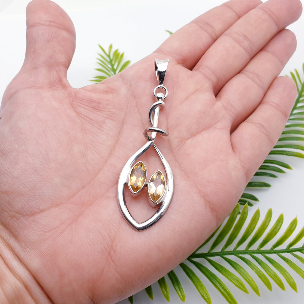 Citrine Sterling Silver Tear Drop Pendant