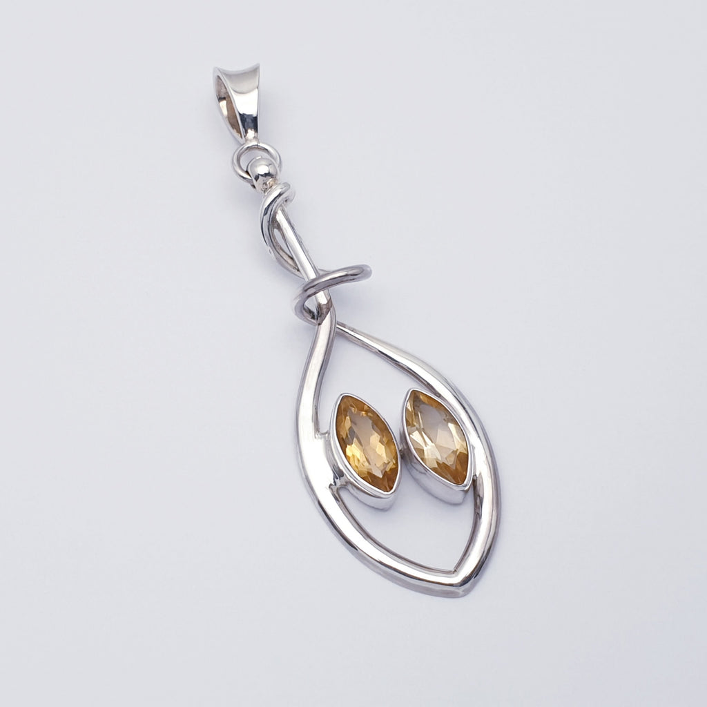 Citrine Sterling Silver Tear Drop Pendant