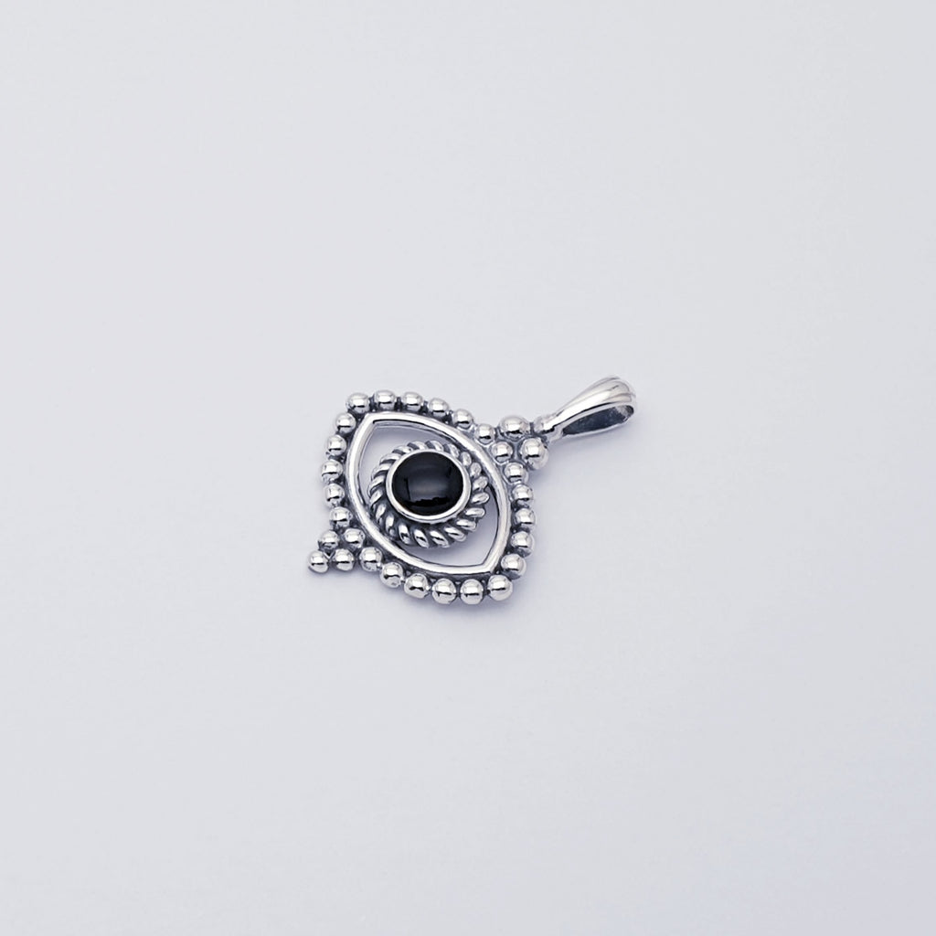 Onyx Sterling Silver Eye Pendant