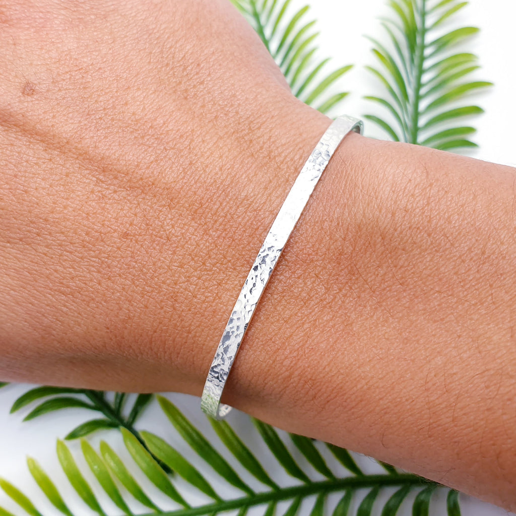 Labradorite Sterling Silver Hammered Open Cuff Bracelet