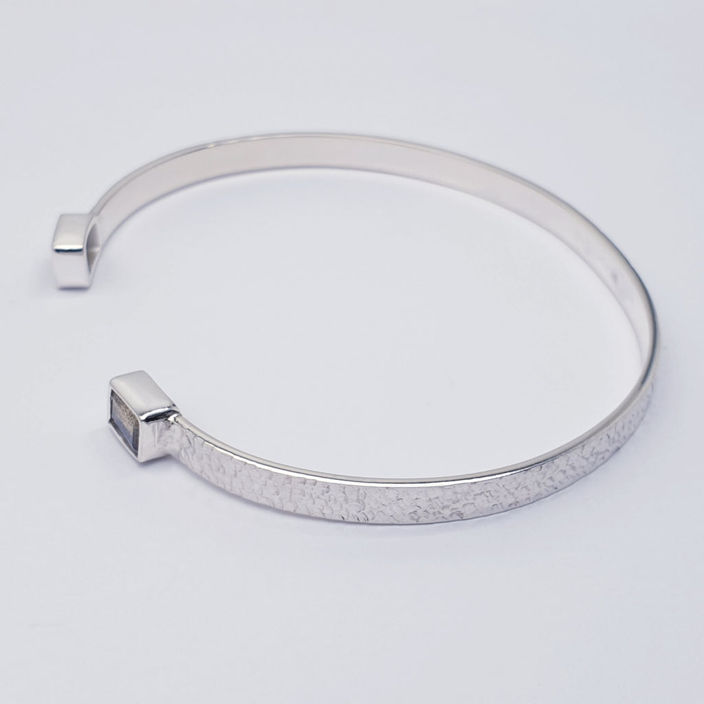 Labradorite Sterling Silver Hammered Open Cuff Bracelet