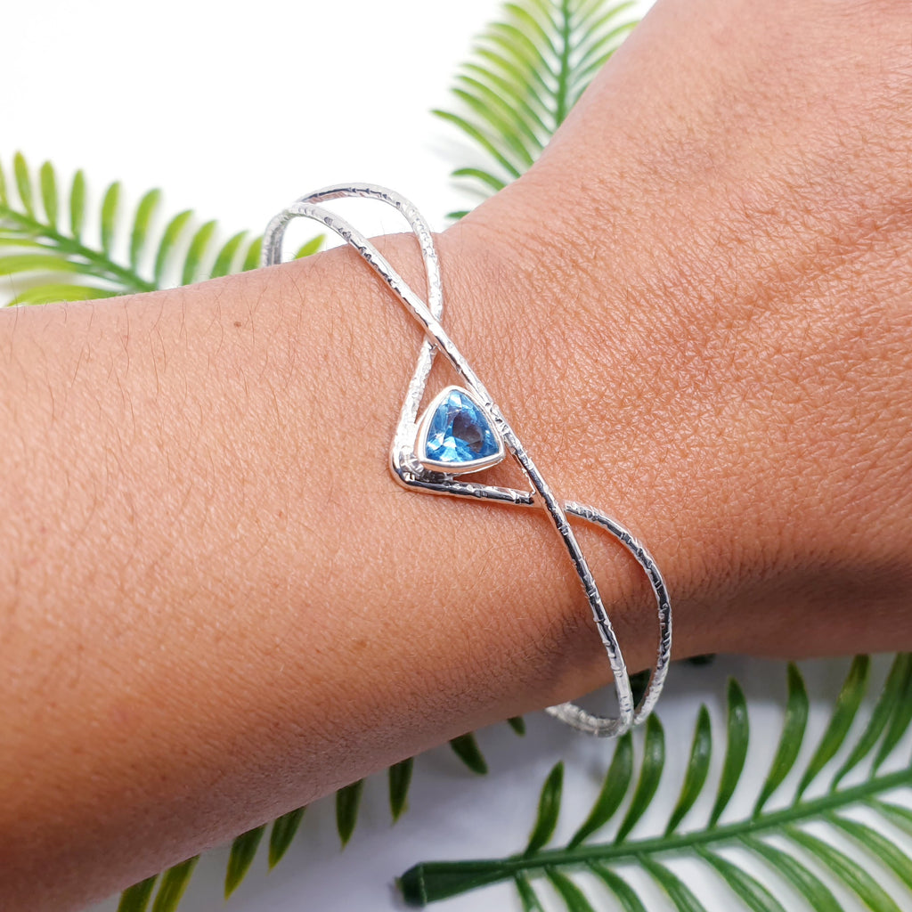 Blue Topaz Sterling Silver Galatea Cuff Bracelet
