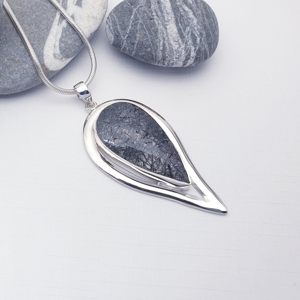 Tourmalinated Quartz Sterling Silver Athena Pendant