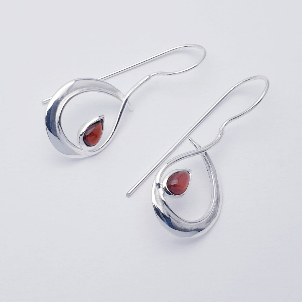 Garnet Sterling Silver Fluidity Earrings