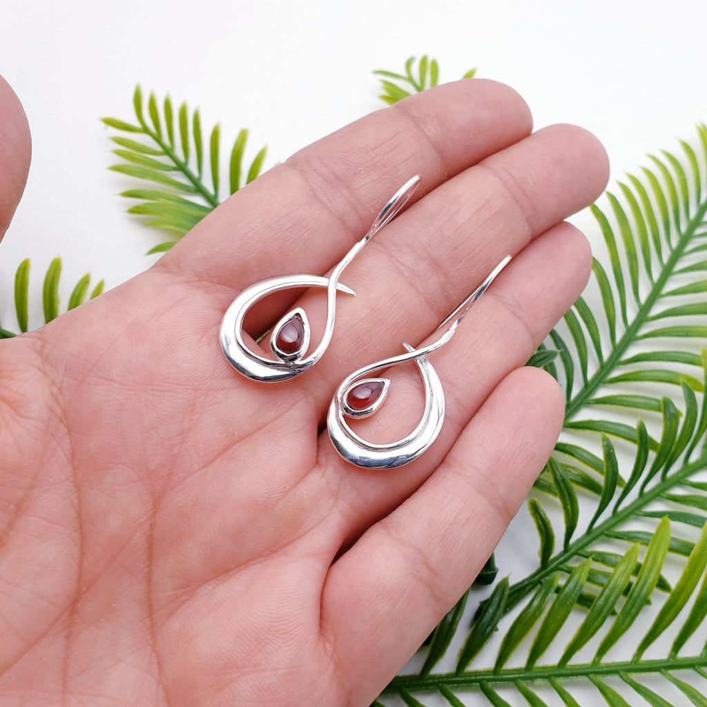 Garnet Sterling Silver Fluidity Earrings