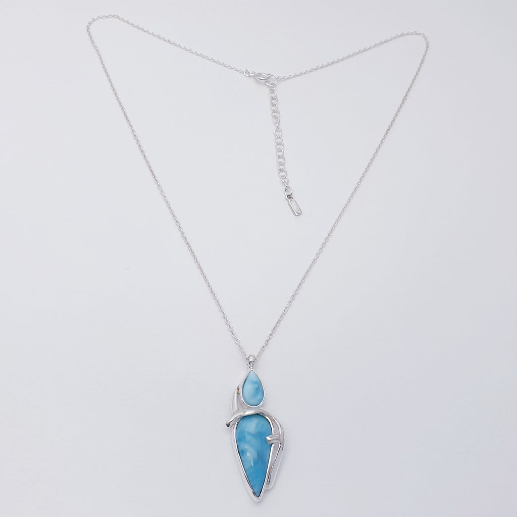 Larimar Sterling Silver Chandra Necklace - Adjustable 15"-17"