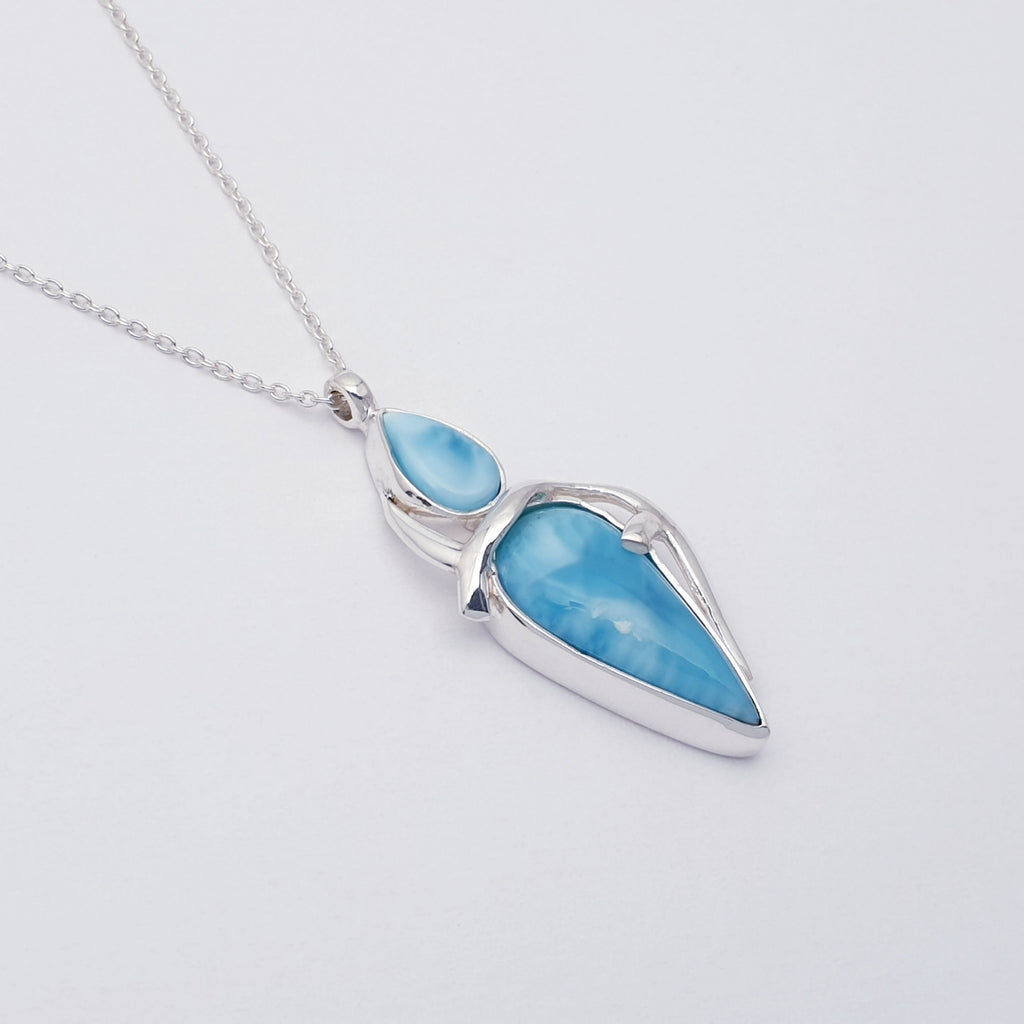 Larimar Sterling Silver Chandra Necklace - Adjustable 15"-17"
