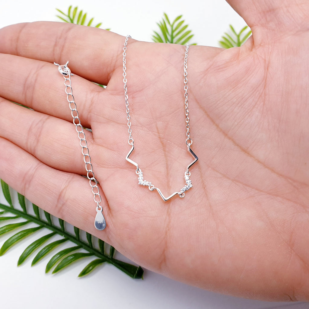 Cubic Zirconia Sterling Silver Dainty Necklace