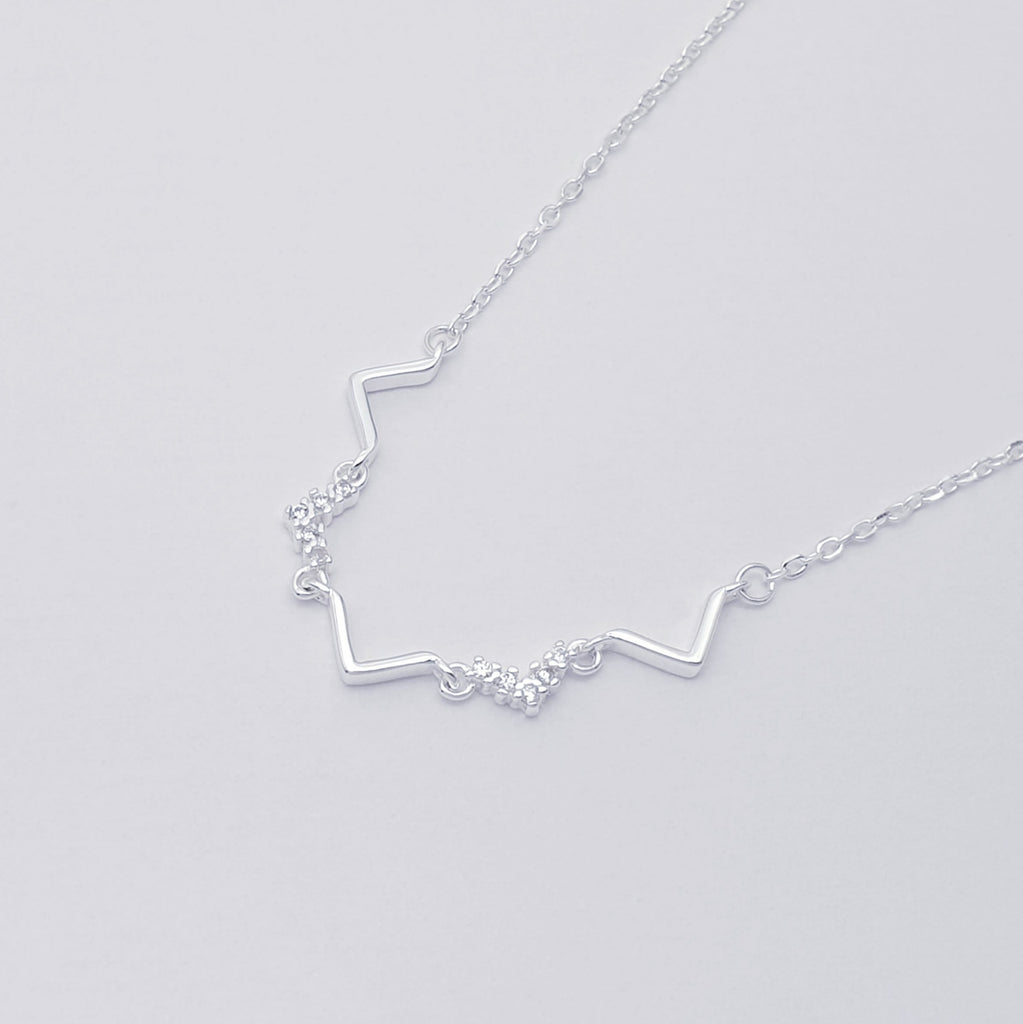 Cubic Zirconia Sterling Silver Dainty Necklace