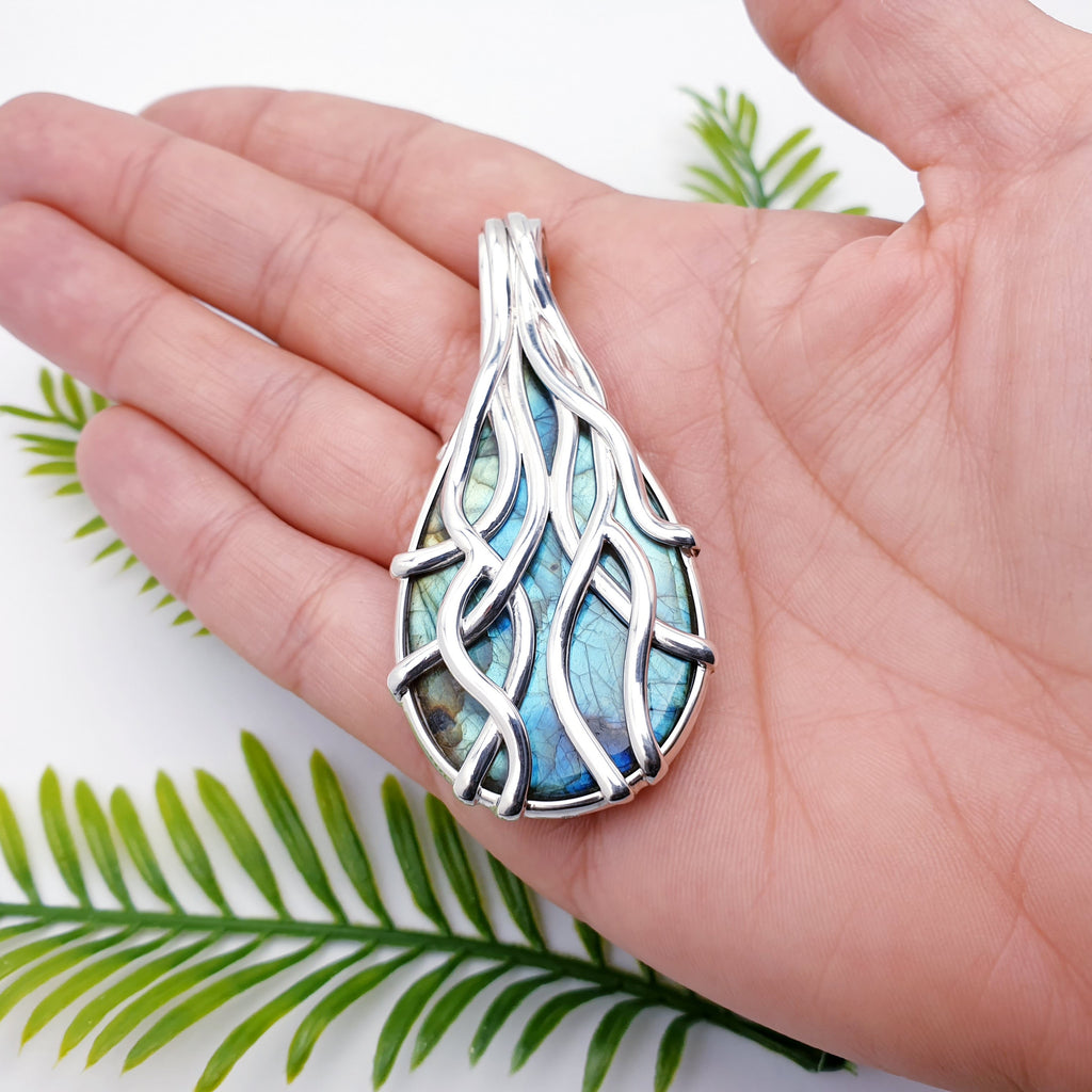 One-Off Labradorite Sterling Silver Reversible Pendant
