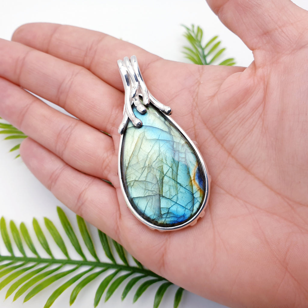 One-Off Labradorite Sterling Silver Reversible Pendant