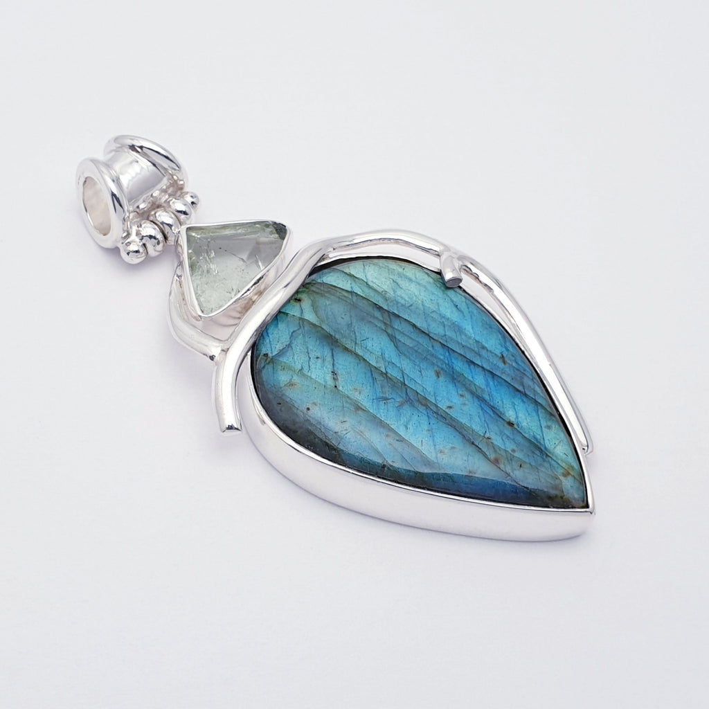 One-Off Labradorite & Aquamarine Sterling Silver Daphne Pendant