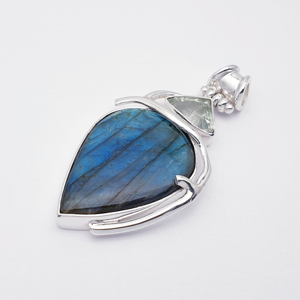 One-Off Labradorite & Aquamarine Sterling Silver Daphne Pendant