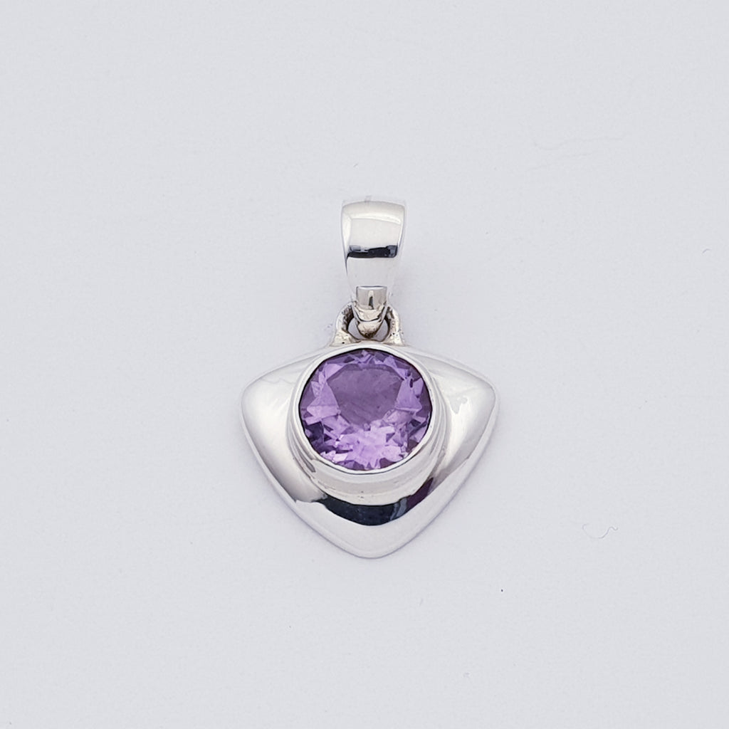 Amethyst Sterling Silver Triangle Pendant