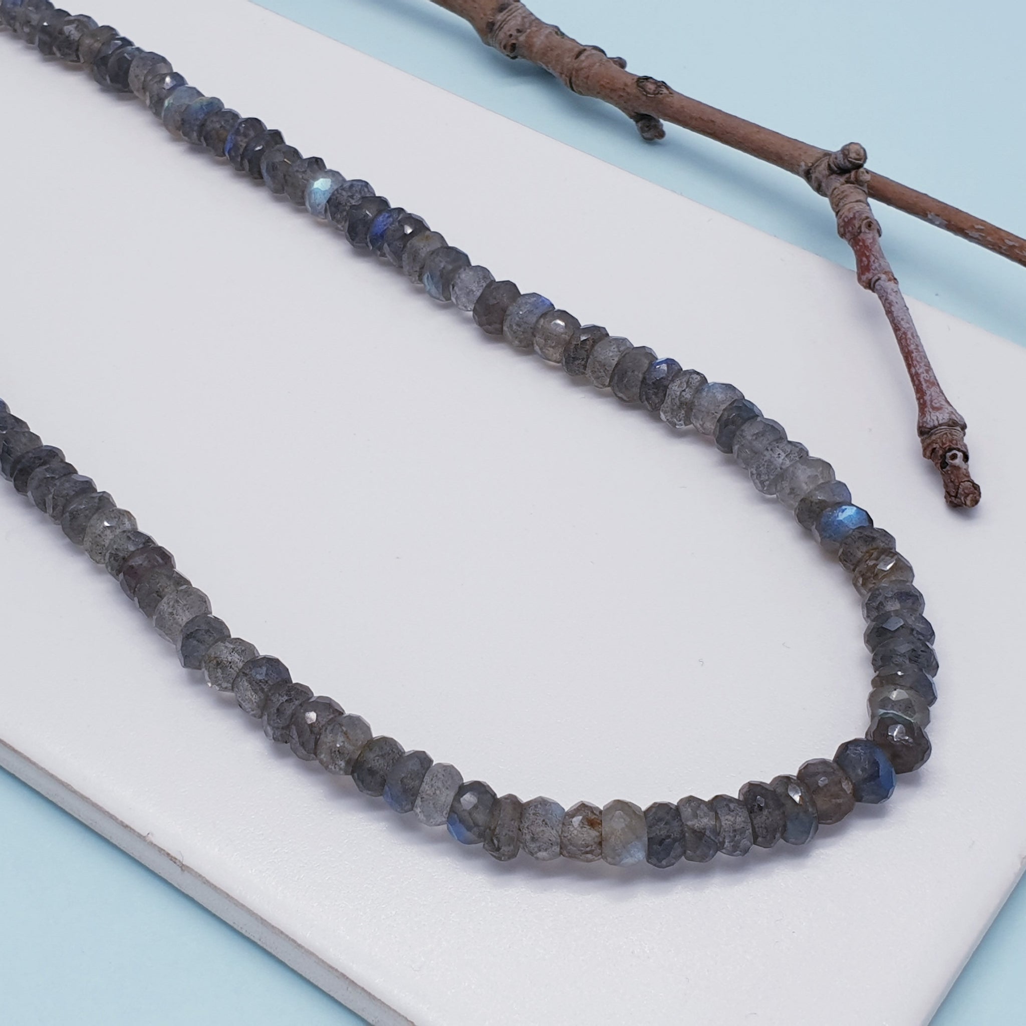 Labradorite Necklace - fashion Labradorite Faceted Heishe Beads Necklace - Labradorite Beaded Necklace - Simple Classic Labradorite Strand Necklace