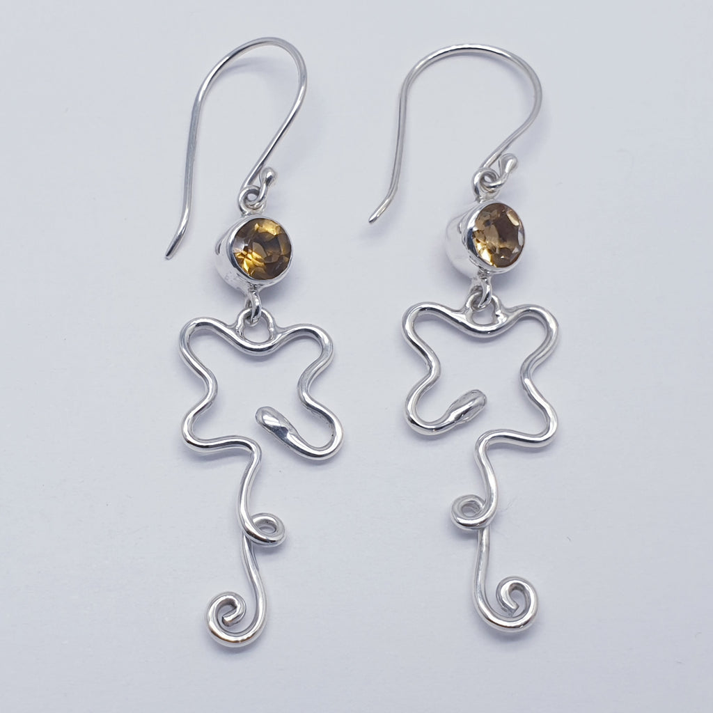 Citrine Sterling Silver Abstract Earrings