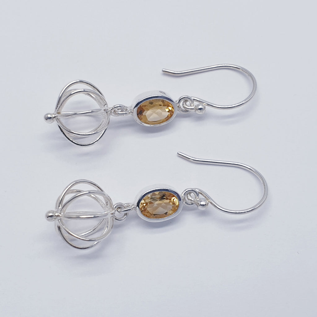 Citrine Sterling Silver Globe Earrings