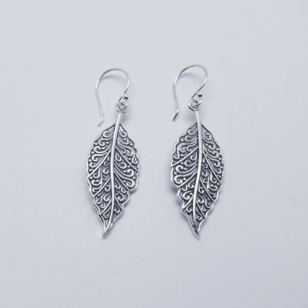 Sterling Silver Mystic Leaf Earrings
