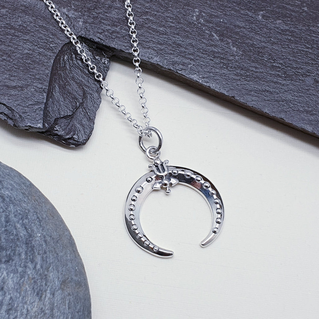 Sterling Silver Simple Inverted Moon Pendant