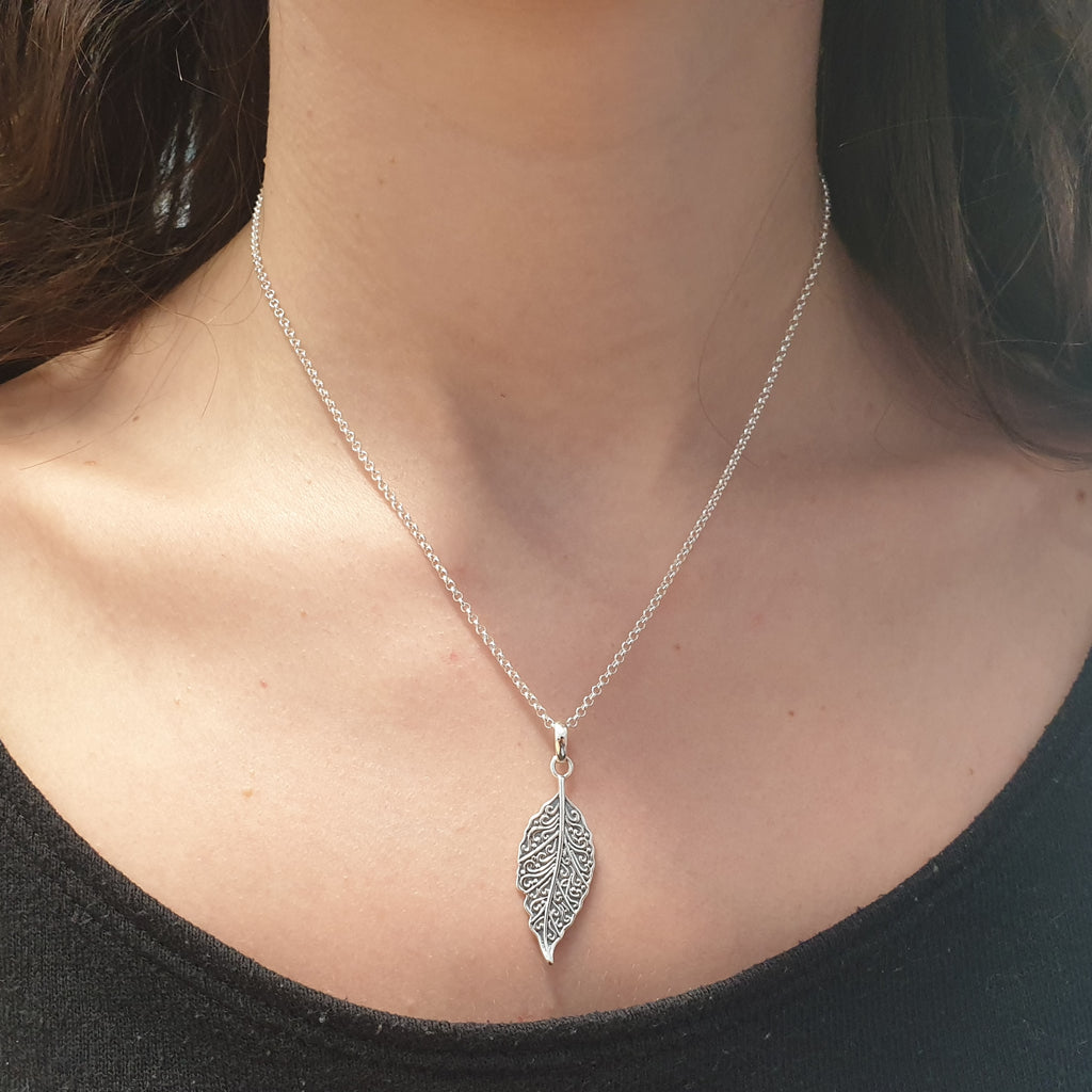 Sterling Silver Mystic Leaf Pendant