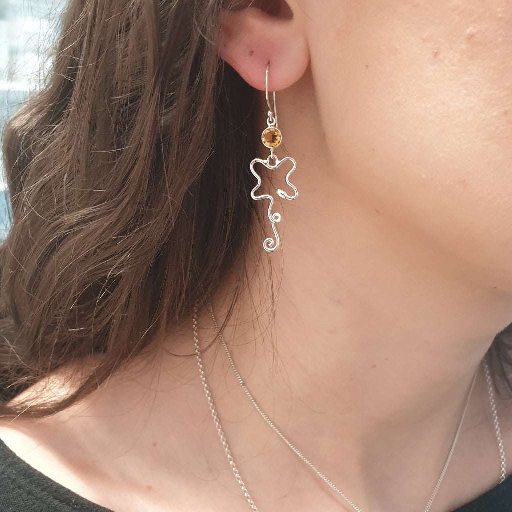 Citrine Sterling Silver Abstract Earrings