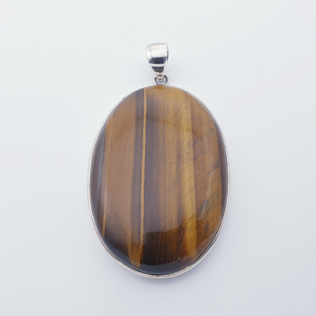 One-off Tiger's Eye Sterling Silver Large Simple Pendant