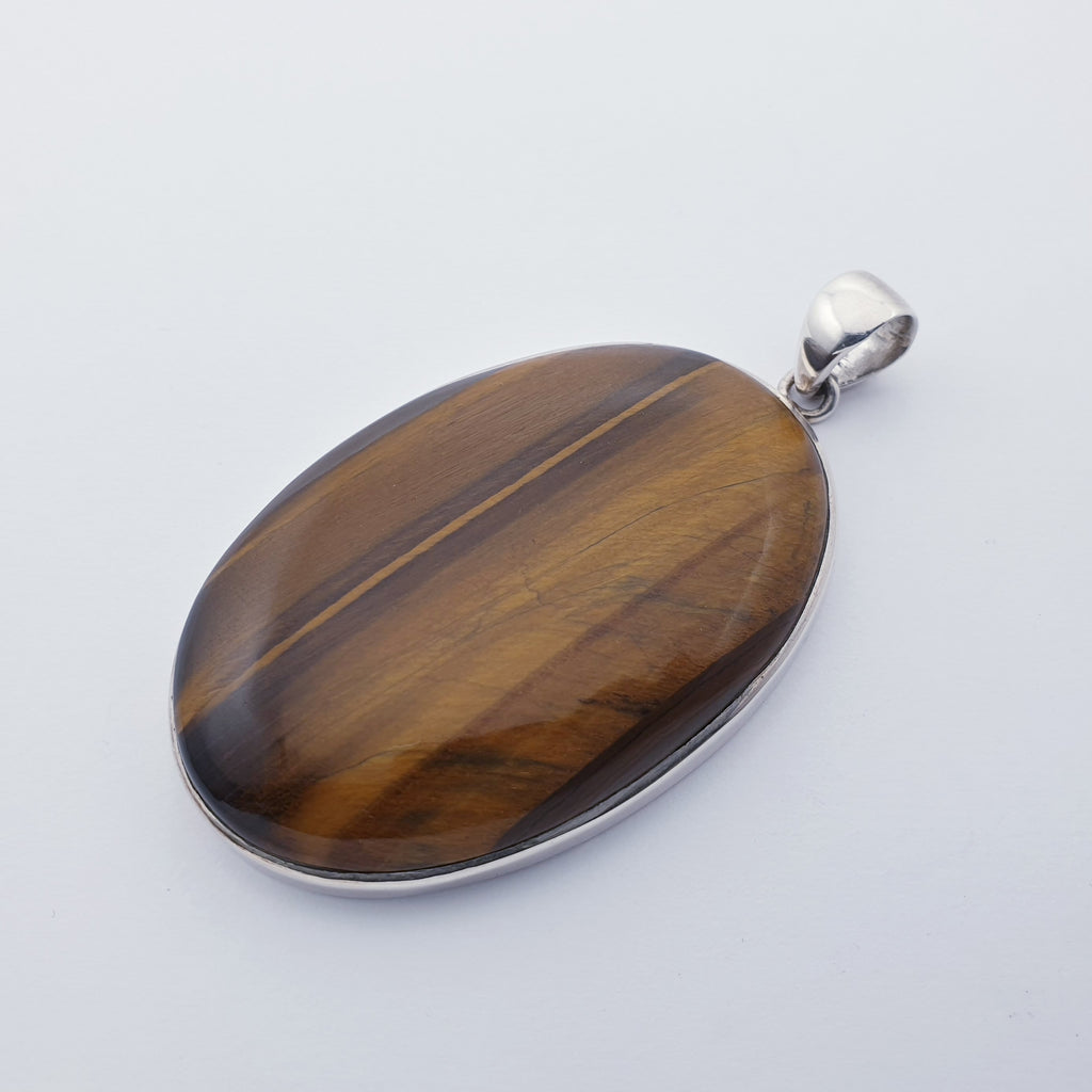 One-off Tiger's Eye Sterling Silver Large Simple Pendant