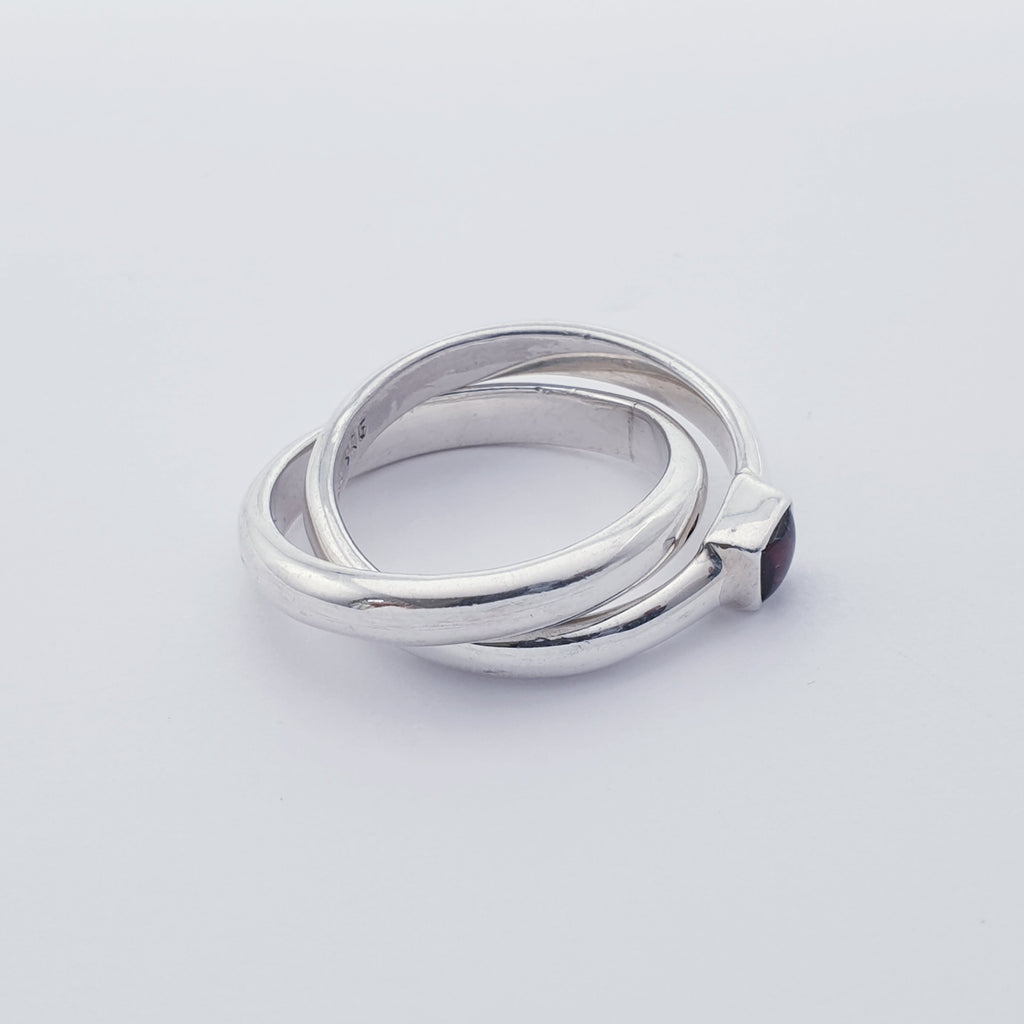Garnet Sterling Silver Interlocking Ring