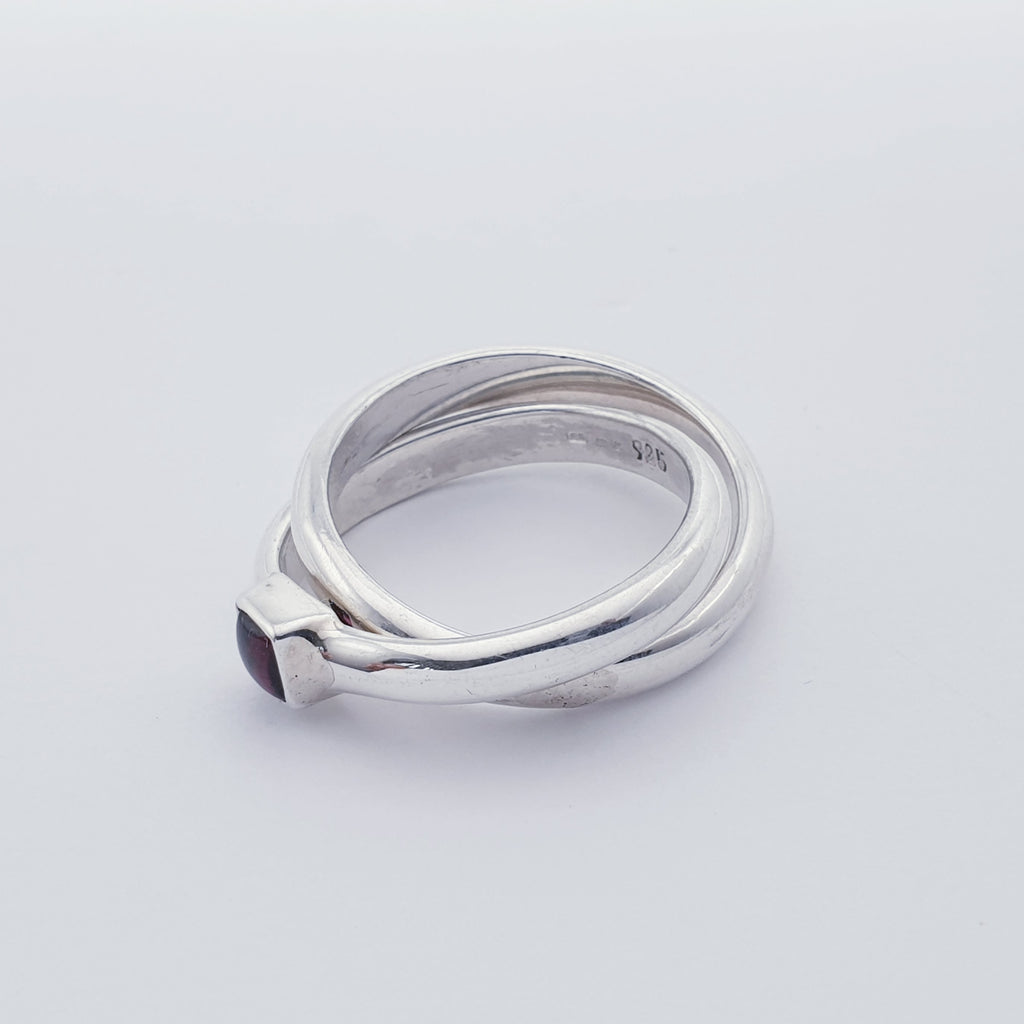 Garnet Sterling Silver Interlocking Ring