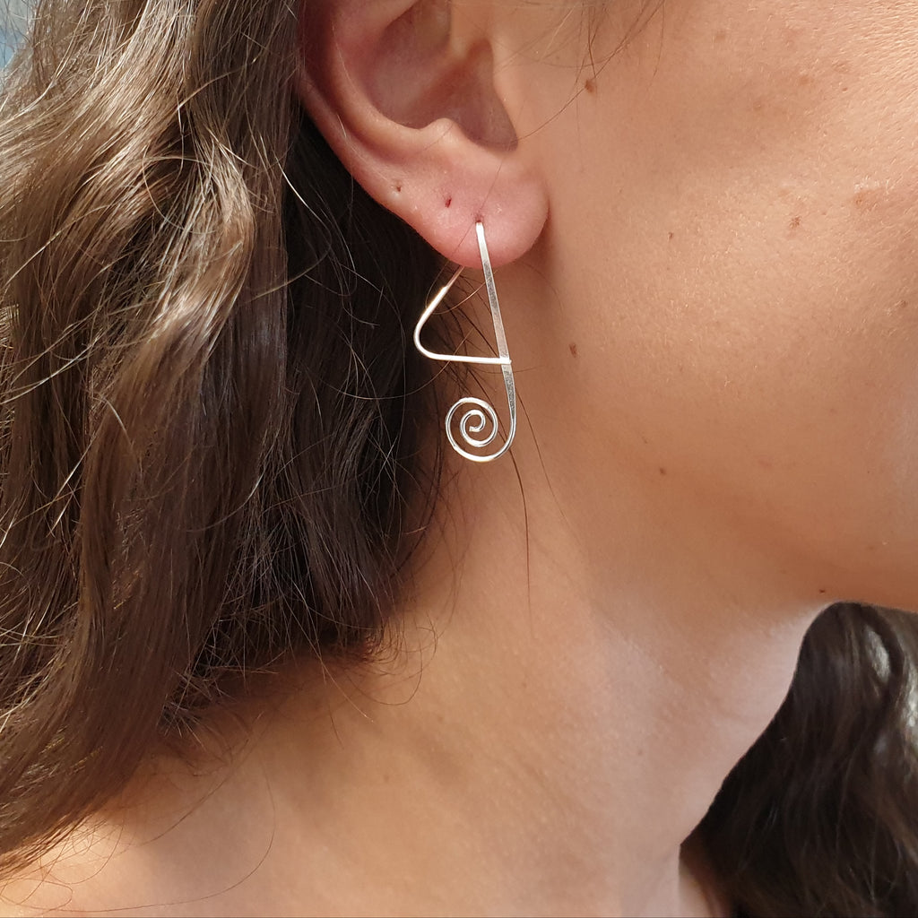 Sterling Silver Abstract Spiral Earrings