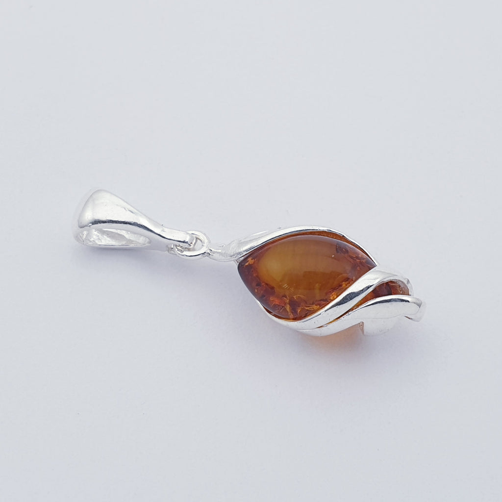 Amber Sterling Silver Swirl Pendant