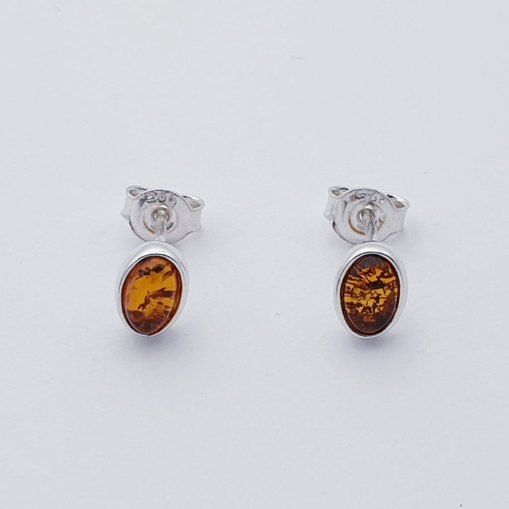 A pair of Toffee amber sterling silver stud earrings.