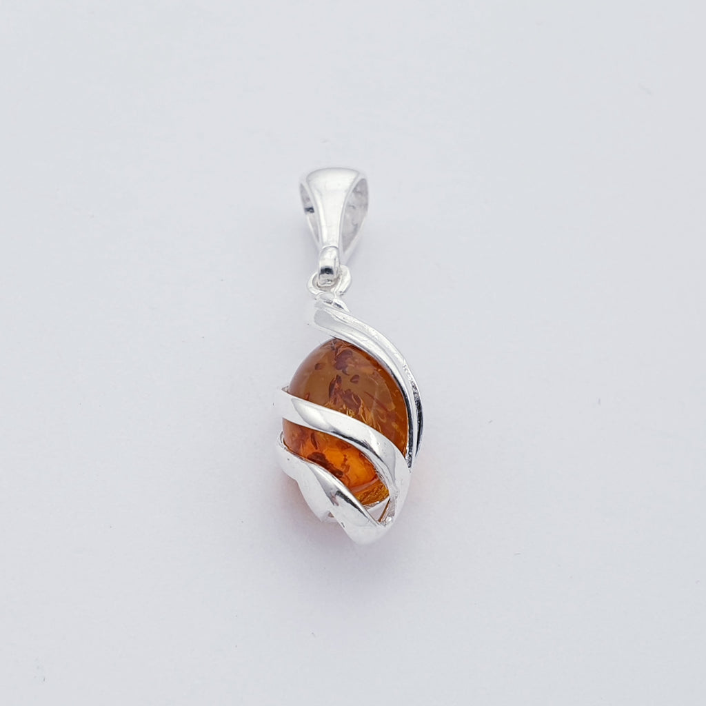 Amber Sterling Silver Swirl Pendant