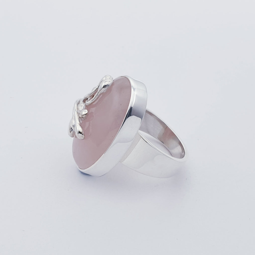 Rose Quartz Sterling Silver Serpentine Ring