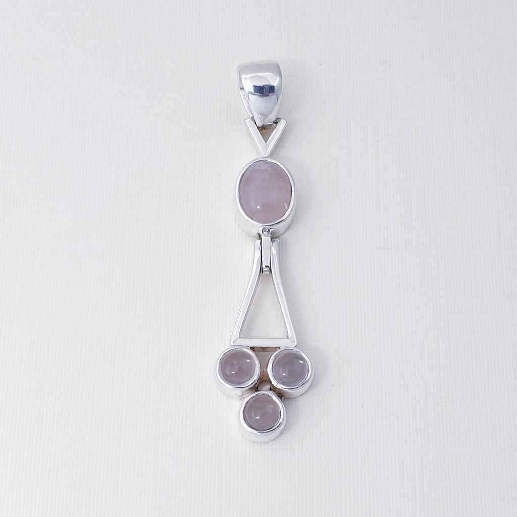 Rose Quartz Sterling Silver Abstract Drop Pendant