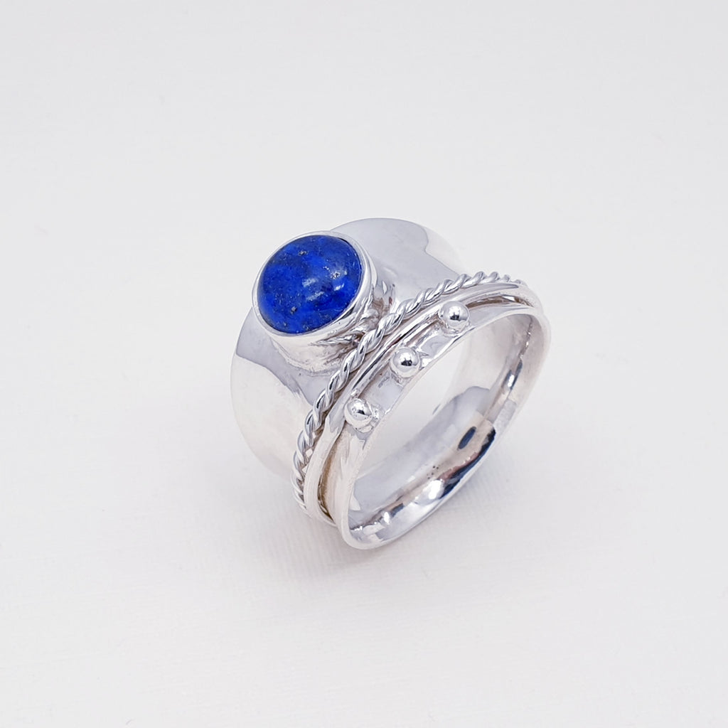 Lapis Lazuli Sterling Silver Round Adara Ring