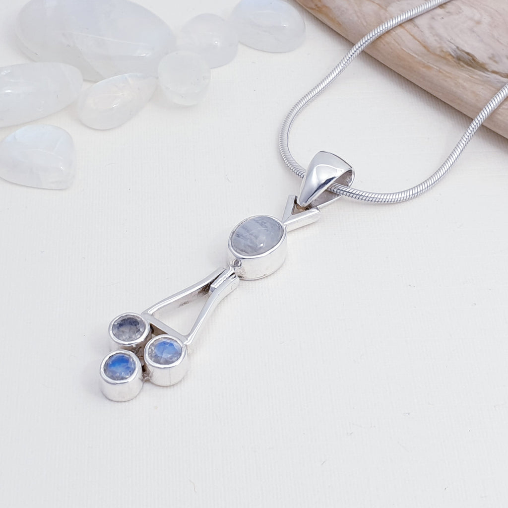 Moonstone Sterling Silver Abstract Drop Pendant