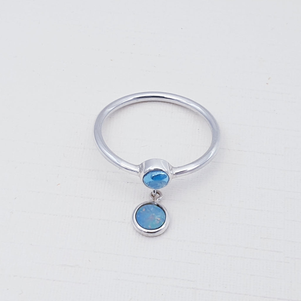 Blue Topaz and Opal Sterling Silver Astoria Ring